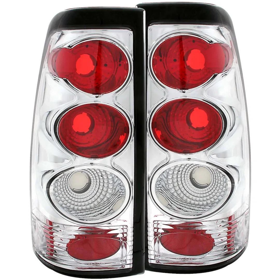 211023 – ANZO Tail Light Assembly, Incandescent Clear Lens Chrome Housing Uses OE (Incandescent) Bulbs White Light Se...